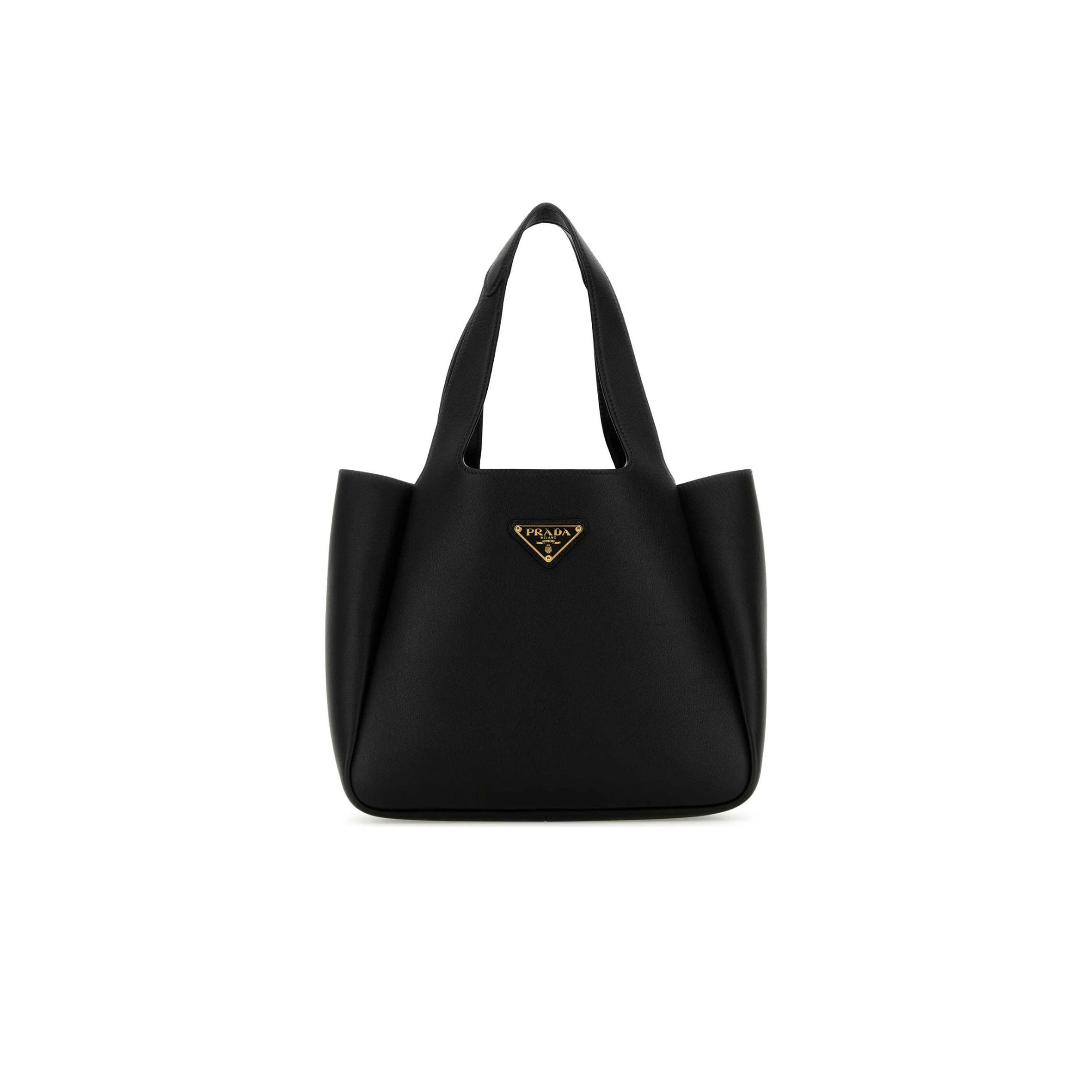 Pra*a black leather handbag 1bg542 (22.5*18*11cm)